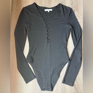 Wayf black Lace-Up Bodysuit Size XS